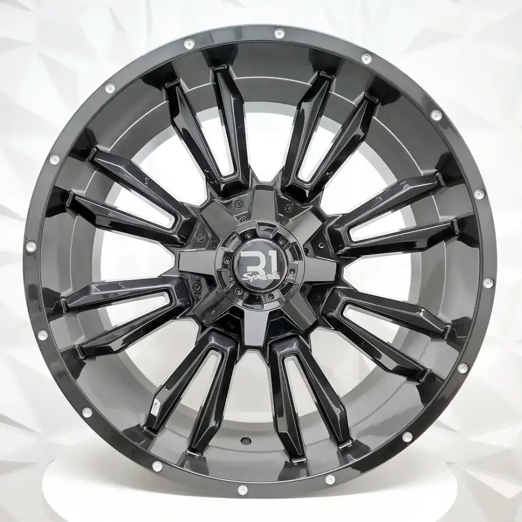 RIN 22X10 6-139.7 R1 SPORT LP32 GLOSS BLACK+RIVETS HOLES ET-18 CB78.1