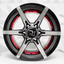 RIN 16X8.5 6-114.3 R1 SPORT 0133 MACHINE BLACK+RED UNDERCUT ET10 CB66.1 