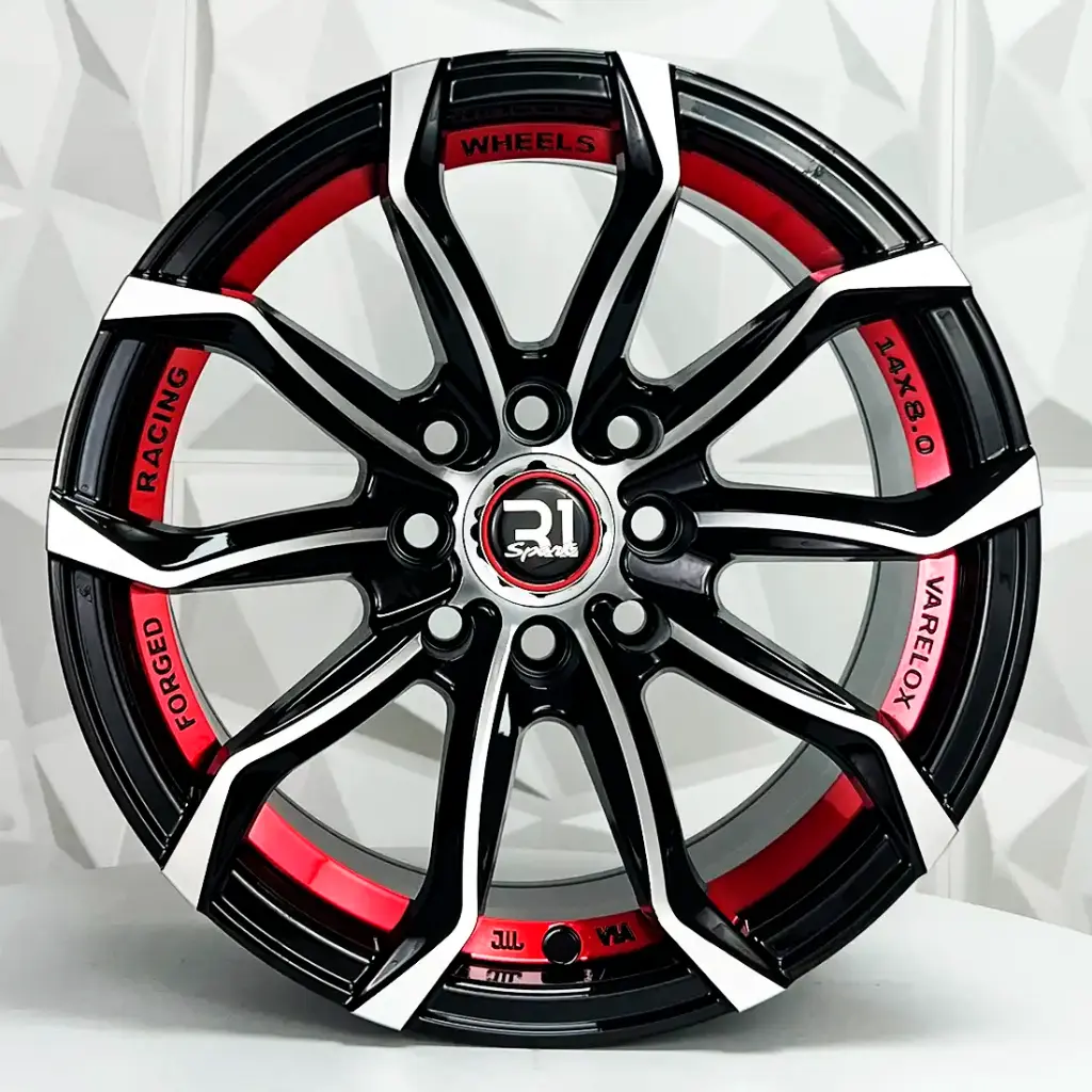 RIN 14X8 4-100/114.3 R1 SPORT 363 BLACK MACHINE FACE+RED  UNDERCUT ET0 CB73.1 
