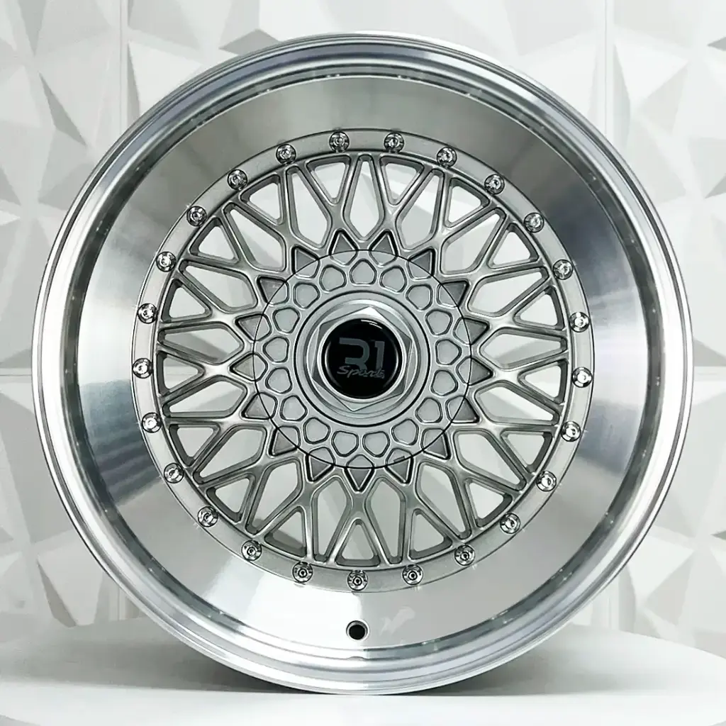 RIN 17X8.5 4-100/114.3 R1 SPORT 357 GUNMETAL MACHINE LIP CHROME RIVETS ET35 CB73